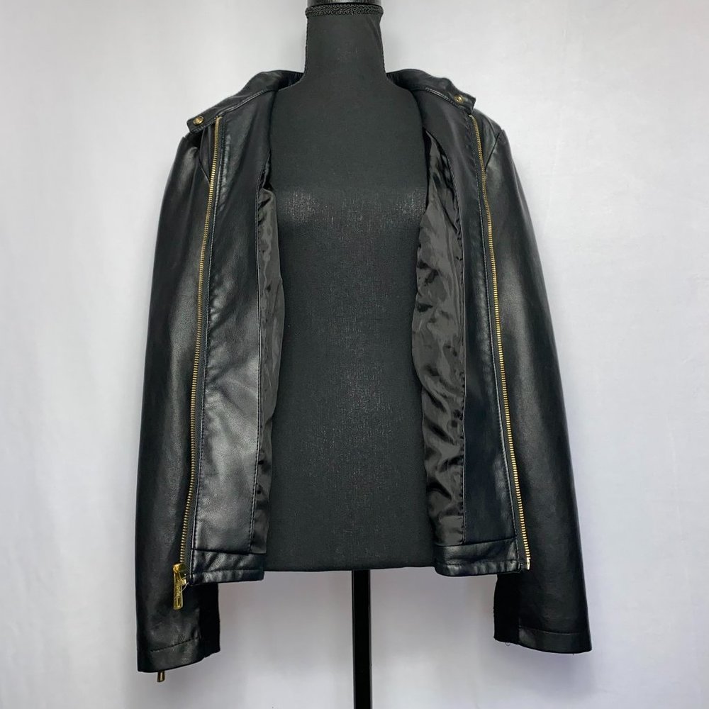 Kenneth Cole Reaction Black Faux Leather Jacket Size L - Picture 7 of 8
